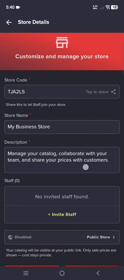 Enter Staff Email Address
