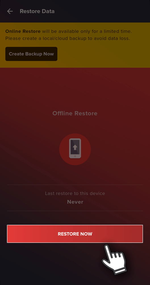 Restore Now button