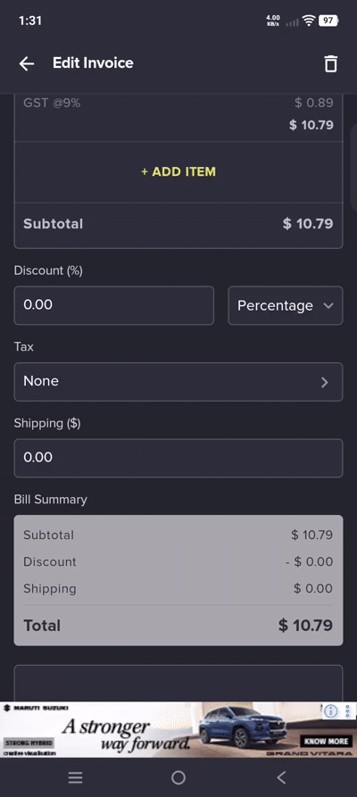 Manage Taxes in Invoice