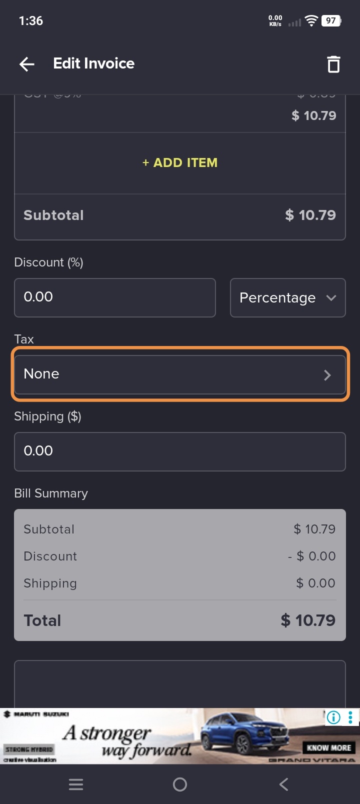 Manage Taxes in Invoice