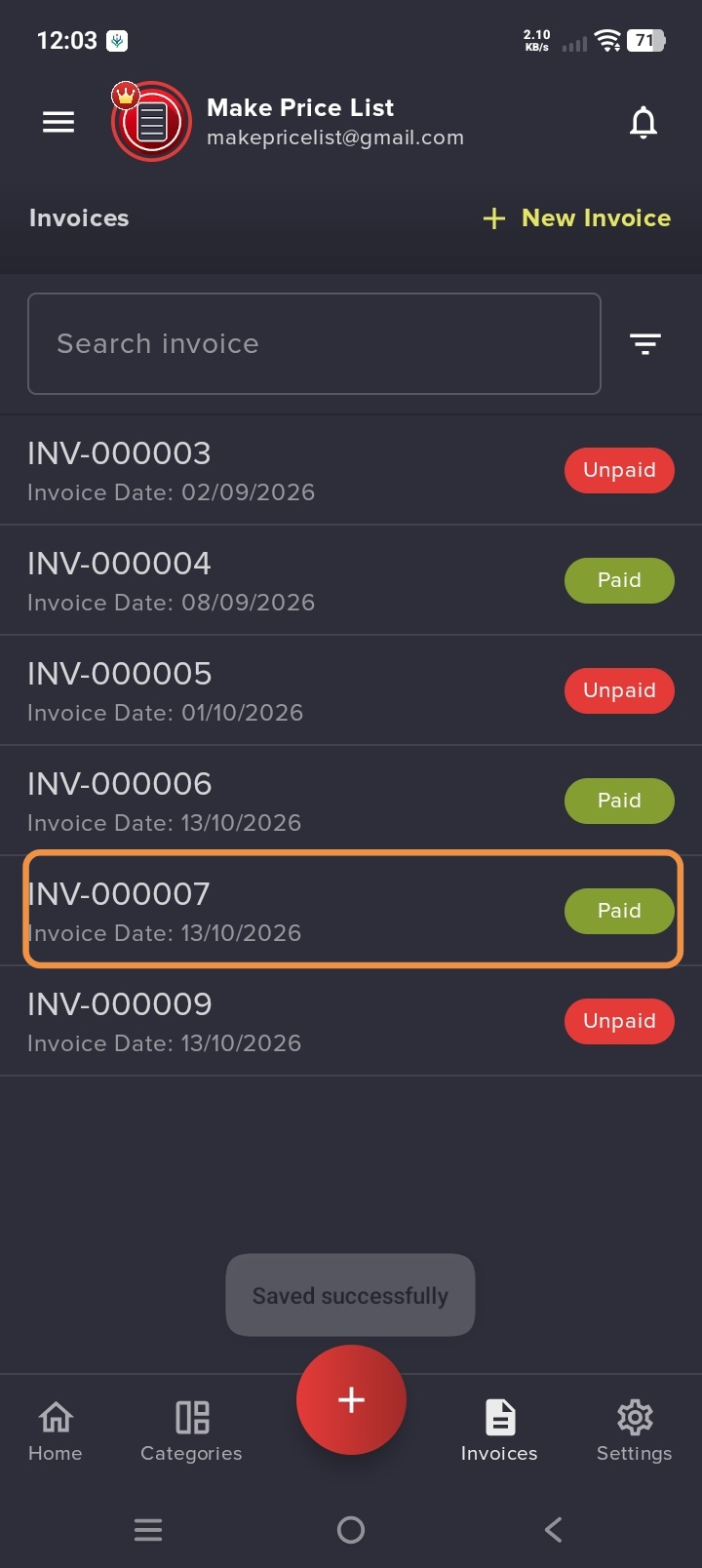 Invoice Settings and Preview