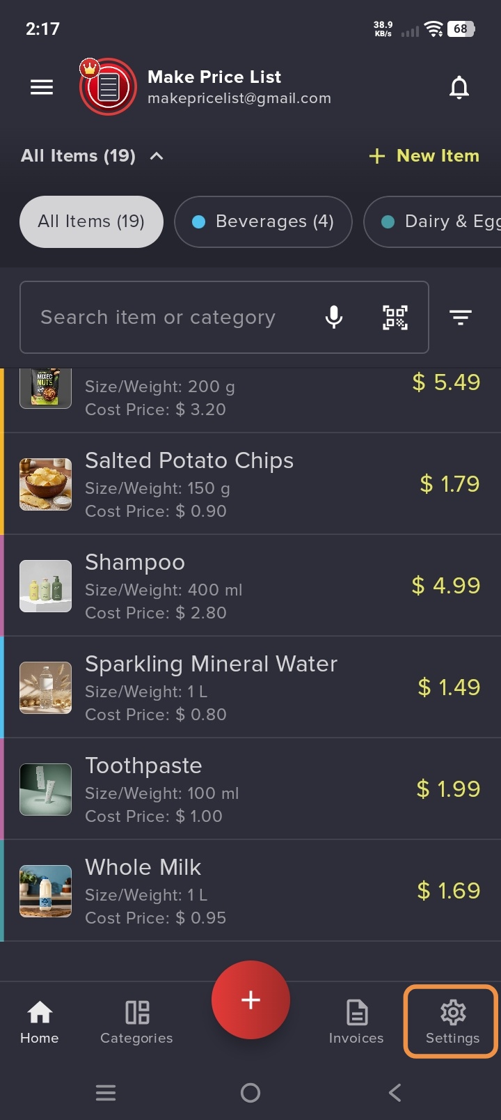 Bottom Navigation Bar Settings Tab