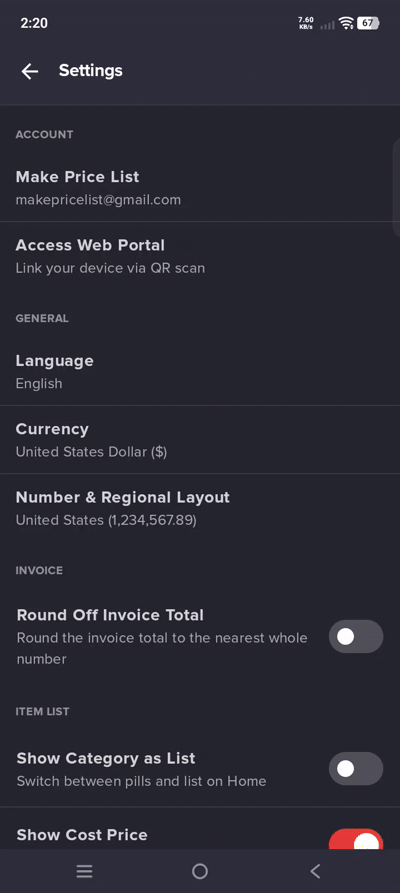 Choose Currency in Make Price List